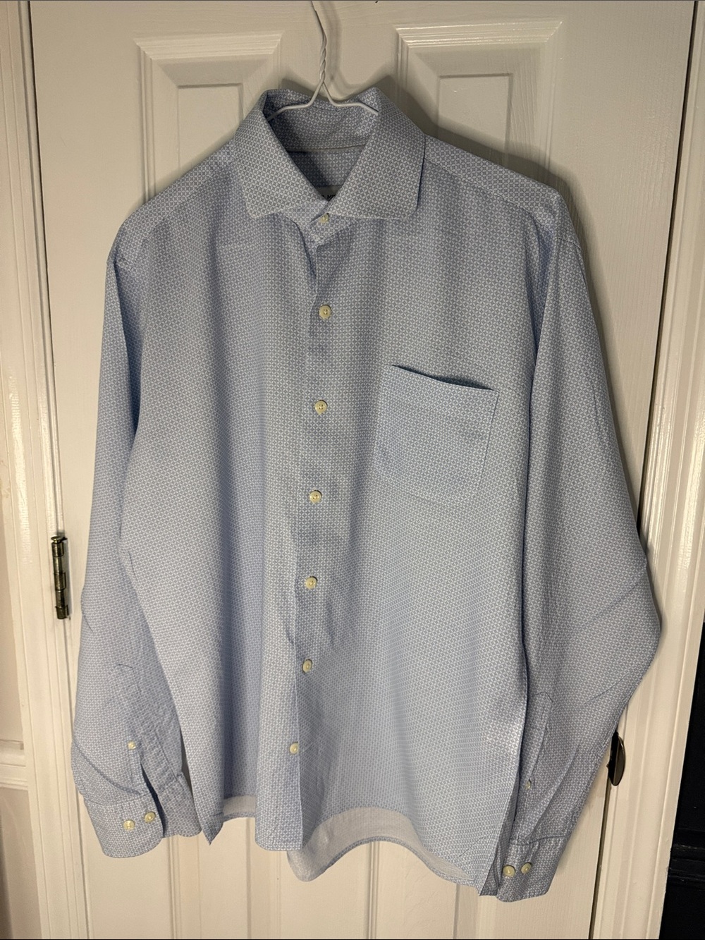 Peter Millar Pale Blue Micro-Pattern Point-Collar Dress Shirt 33